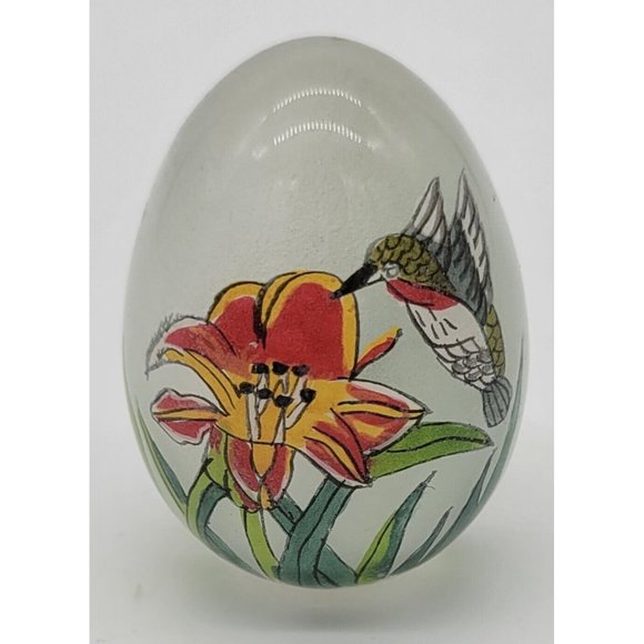 Accents Vintage Reverse Painted Glass Egg With Bird And Flower Poshmark